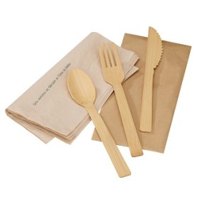 Bamboo bark cutlery kit 4/1