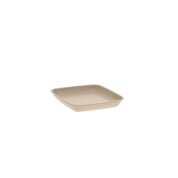 Square plate beige pulp 11 cm